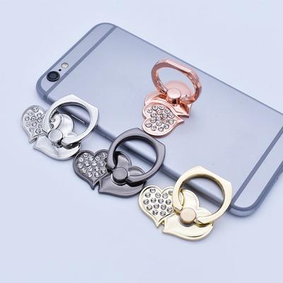 Zinc Alloy Back Sticker Phone Holder Heart-shaped Diamond Simplicity Ring Holder