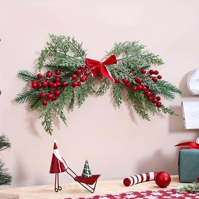 Festive 22" Xmas Flower Arrangement with Red Bows & Berries. Perfect for Indoor/outdoor Holiday & Wedding Decor. Shop Now!