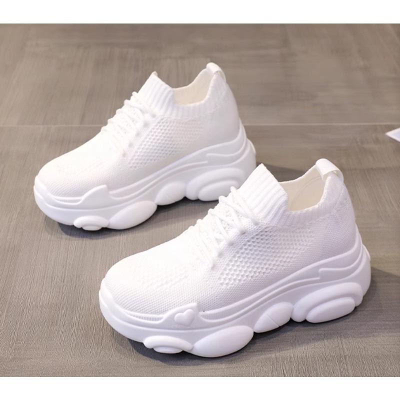 Breathable Mesh Chunky White Sneakers Women Summer 2025 Hollow Out Mesh Platform Sandals Woman Height Increased Casual Shoe