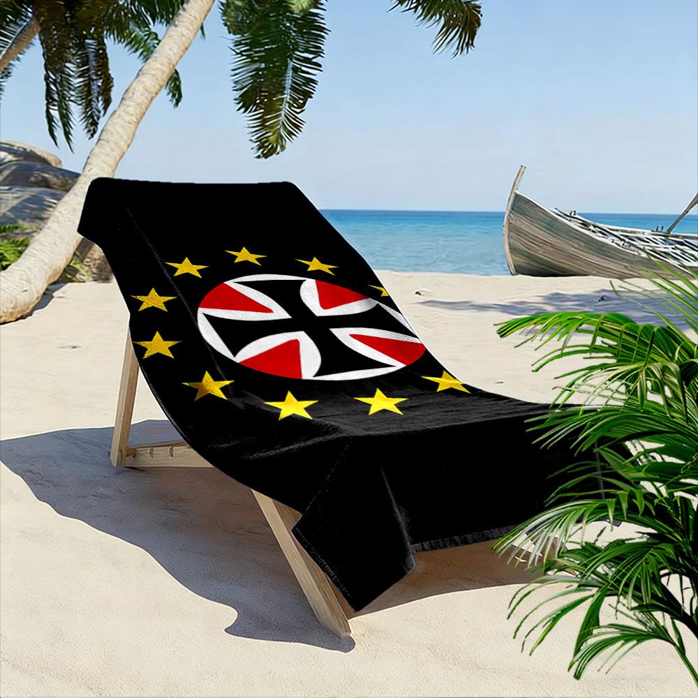 Beach Towel with Iron Cross with Star Ring Badge, Quick Dry Lightweight, Ultra Soft Absorbent, for Vacation Pool Gift