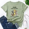 Dogs Make Me Happy Cotton T-Shirt Short Sleeve Round Neck Women 2d Print Tops