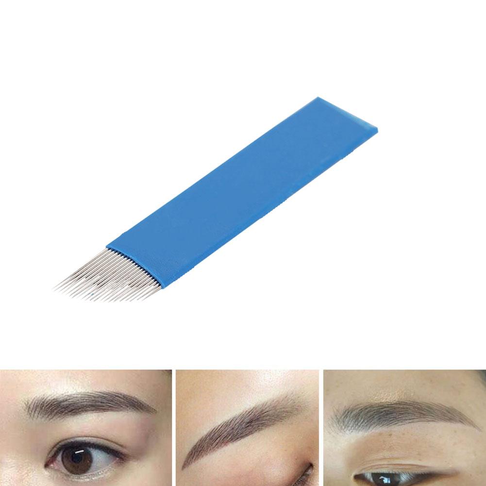50 Stück Permanent Make-up Augenbrauen-Tattoo Schräge Klinge Microblading Nadeln für 3D Stickerei 21 Pin