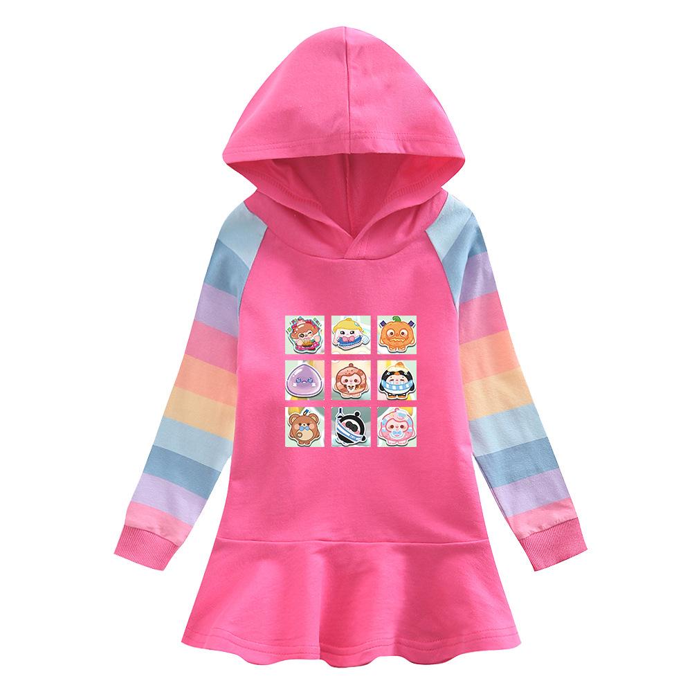 Girls' Hooded Sweatshirt Dress - New Korean Style, Kids' Spring/Fall Pure Cotton Long Sleeve Skirt