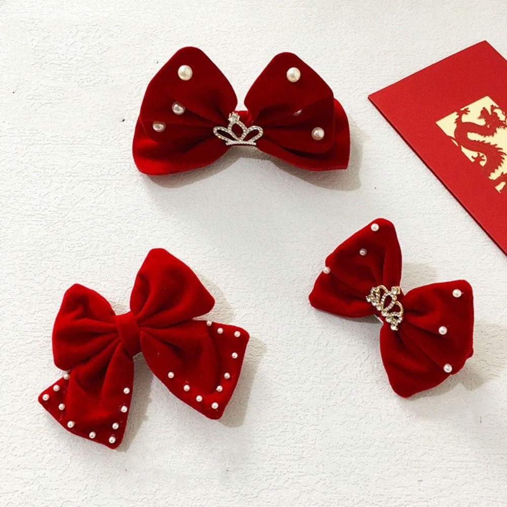 Crown Children Red Bow Hairpin Rabbit Ancient Style Hairpin Lovely Chinese New Year Headwear  Baby