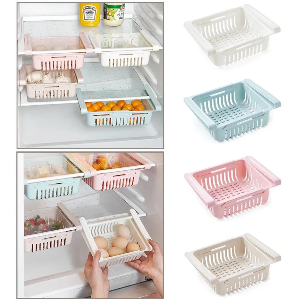 

Multifunctioon Fridge Drawer Storage Rack Adjustable Kitchen Storage Shelf Kitchen Accessories рожевий