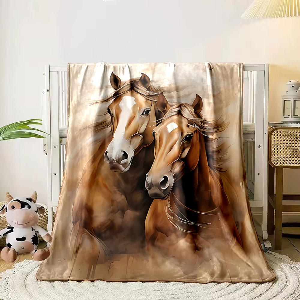Majestic Brown Horses Blanket for all seasons blanket lunch break throw gift