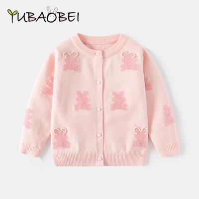 Kinderkleidung Kleinkind Langarm Strickjacke Top Mädchen Kaninchen Cartoon Knöpfe Strickjacke Pullover für 2 3 4 5 6 7 Jahre alt