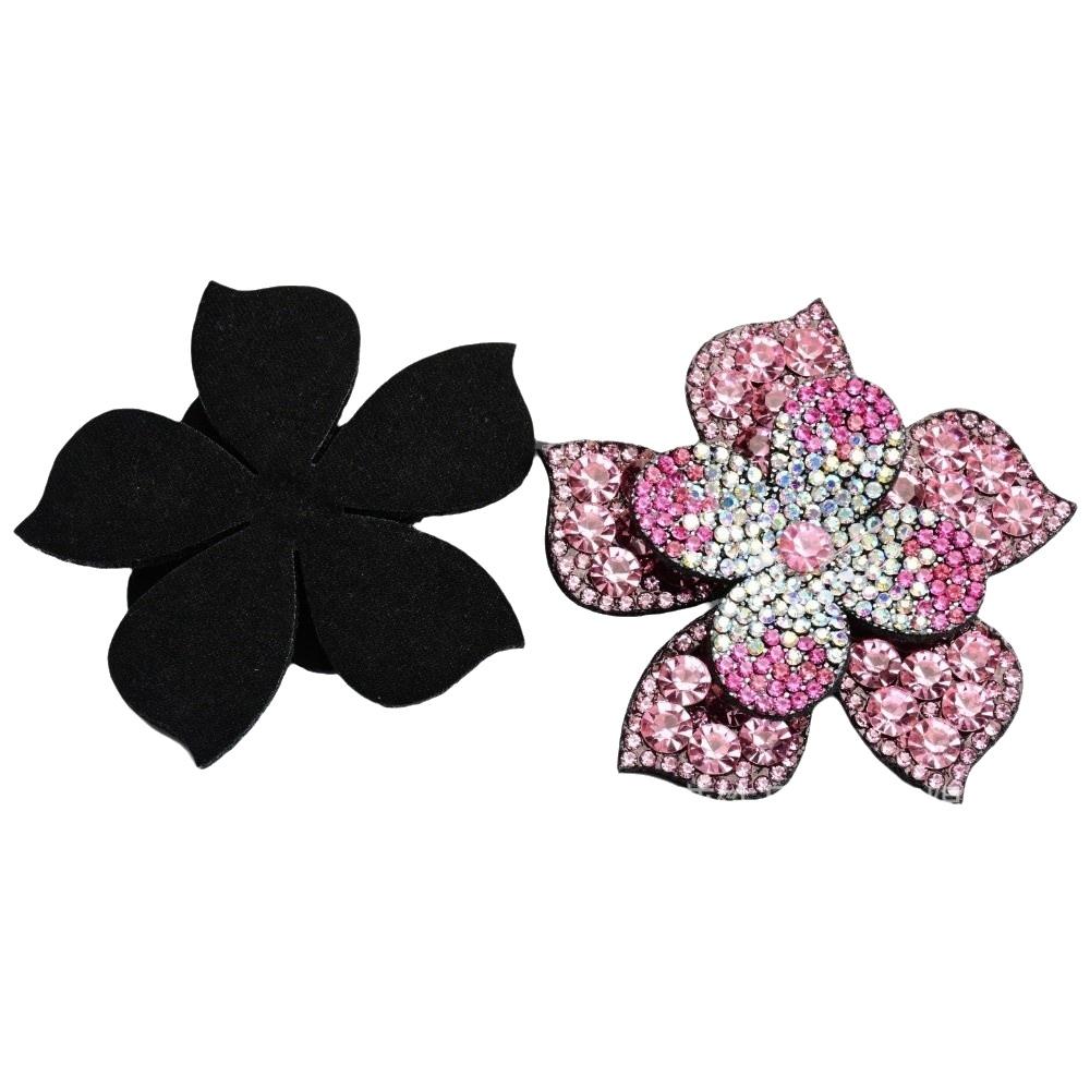 2PCS Created Crystal Crystal Flower Brooch Pink Camellia Lapel Pin  Clothing Decoration