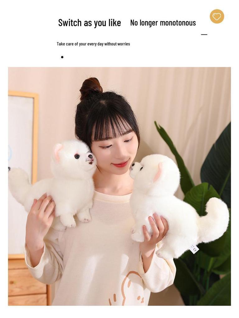 Brown Pomeranian Plush Toy - Standing Dog Photography Prop & Soothing Doll for Kids