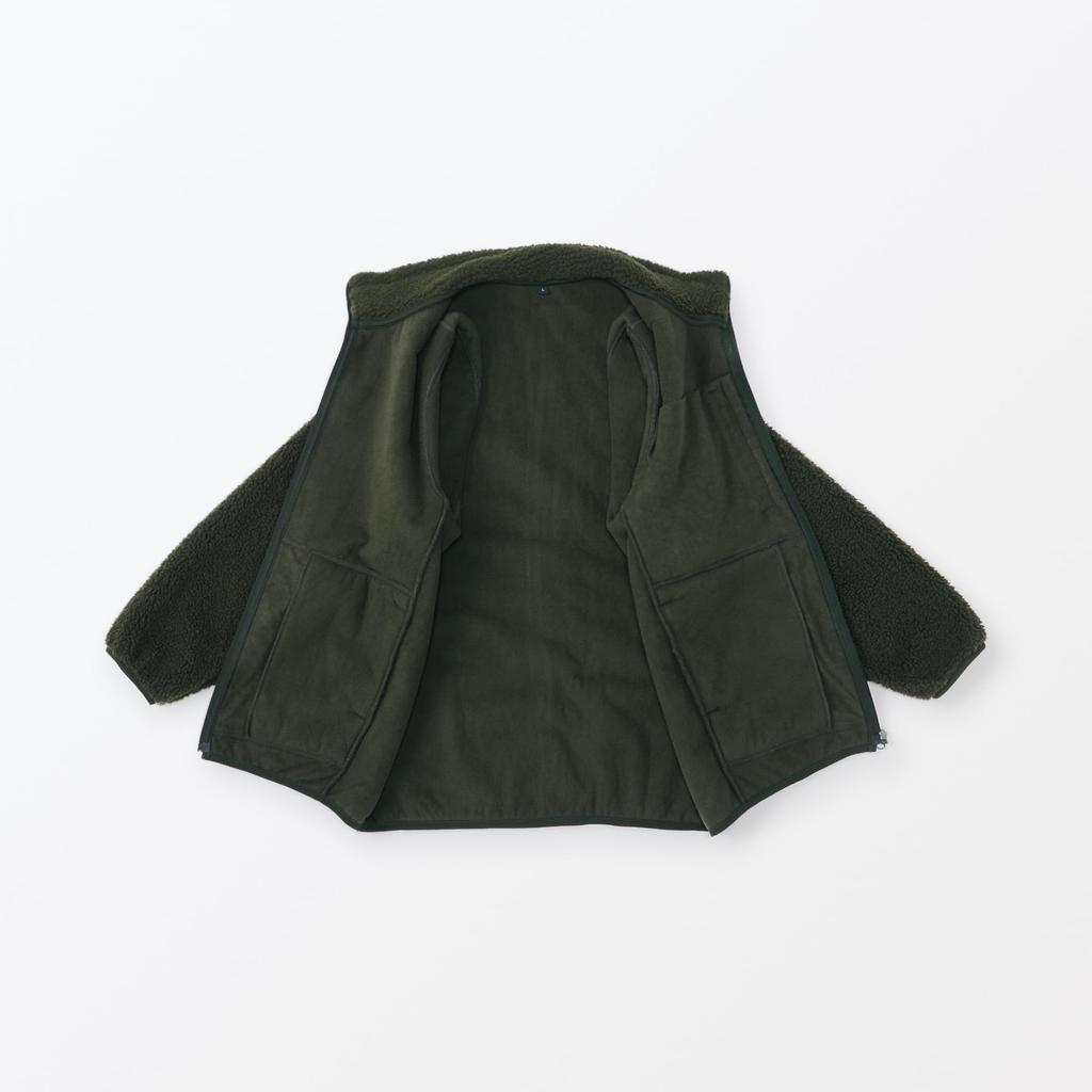 MUJI Men's Boa Fleece Jacket, Dark Green, Size S (AB1MWA4A)