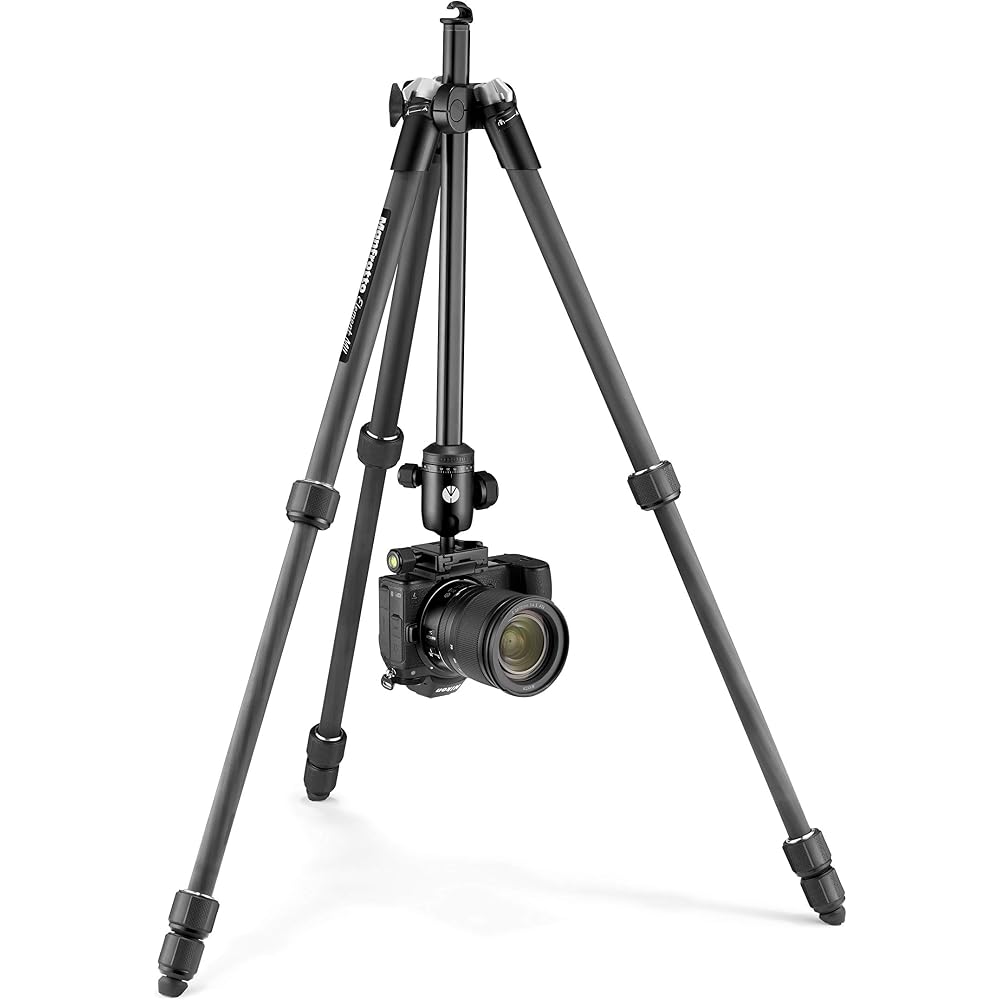 Manfrotto Element MII Carbon Fiber 4-Section MBT Kit with Remote Control, Carrying Bag, Smartphone Adapter, UNI/PdR 105:2021 Load Capacity 8 kg, Ball