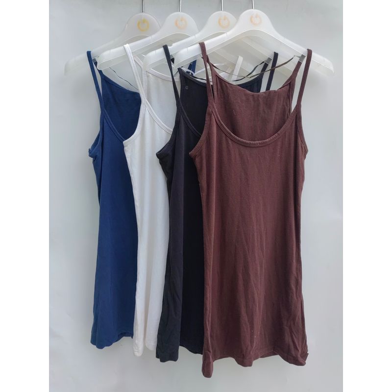 

Export Inventory Defective Pure Cotton Small Sling Vest Female Spring and Summer All-Match Sexy Beauty Back Inner Wear Sleeveless Bottoming Top Navy blue M