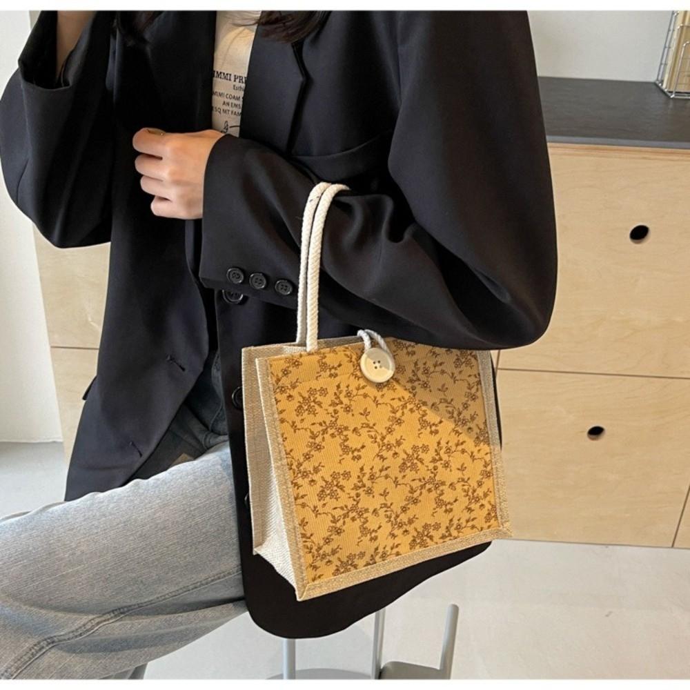 New Floral Print Handheld Bag Versatile Portable Tote Bag Casual Commuting Bag Women