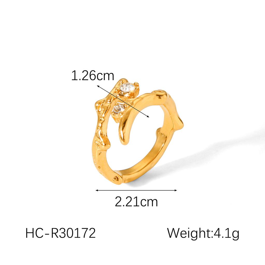 Diamond-studded Geometric Ring for Women, 18k Gold Plated, Non-fading, Light Luxury White Mother-of-pearl Titaniu