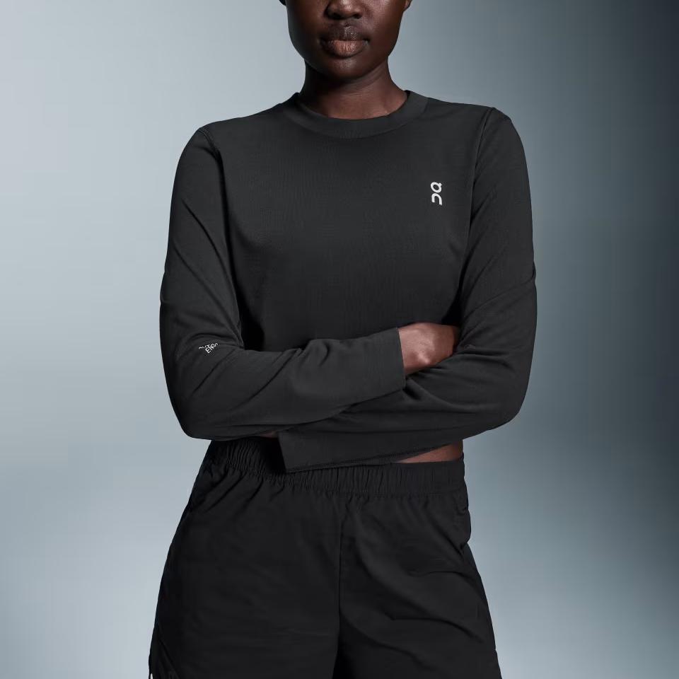 On X Crop Collaborati Active Lg Sleeve T-Shirt Women Tops Black 1WE30440553