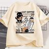Funny Cat Make Coffe Print T Shirt for Unisex WOMEN Tshirt Summer Loose Cotton Short Sleeve Trendy Y2k Tops Unisexs Designer Clothes