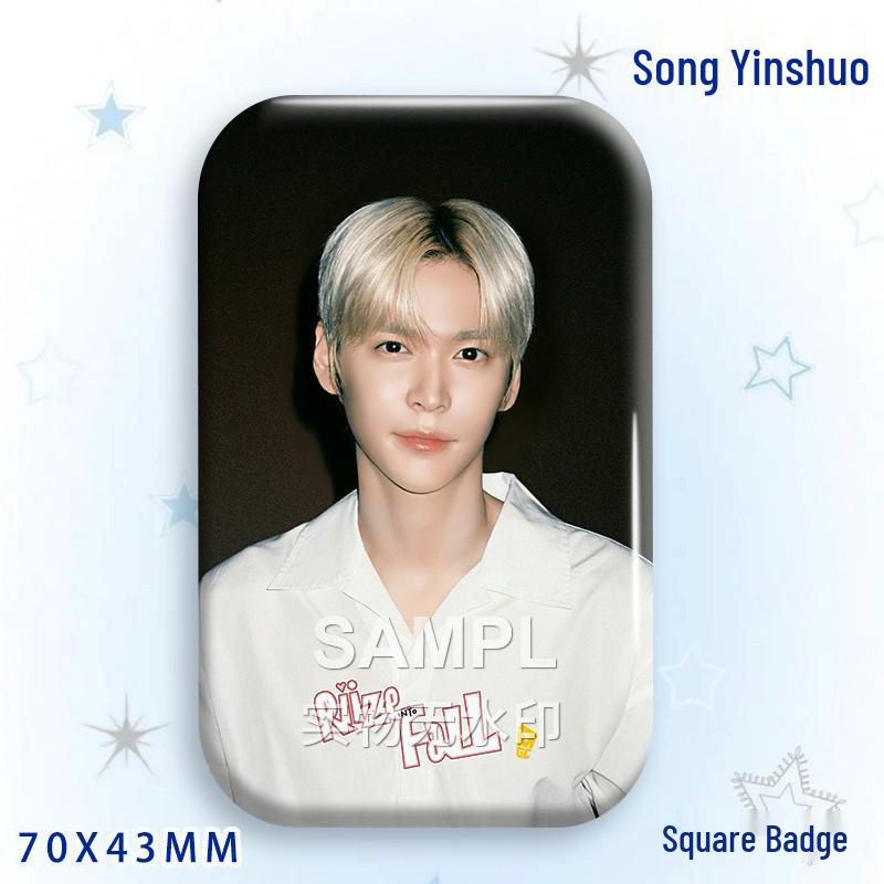 Stone Song Bajiji Laser Square Badge: Star Idol Brooch Pendant