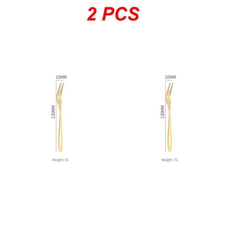 

2/4/6 шт. Вилка для фруктов золотая с двумя зубцами Вилка Ins Wind Бытовая посуда Фрукты Sher 304 Нержавеющая сталь Милая палочка для фруктов