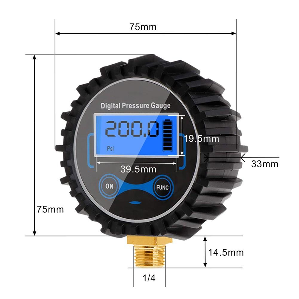 200PSI Digital Tire Pressure Gauge LCD Manometer Pressure Gauge With LED Light