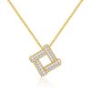 K Gold Plated Brass Geometric Square Zircon Pendant Clavicle Necklace
