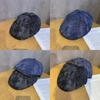 Vintage For Beret Women With Water Wash Denim And Short Brim For Daily Wear