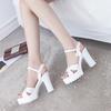Sexy high-heeled flat sandals for women in summer 2025 French rhinestone buckle solid color women's high-heeled shoes