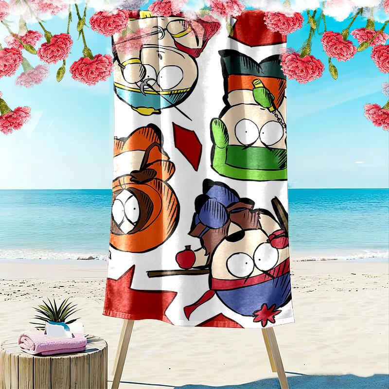 South Park Cartoon Print Beach Towel, Large Soft Quick Dry Towel for Beach Camping Swimming