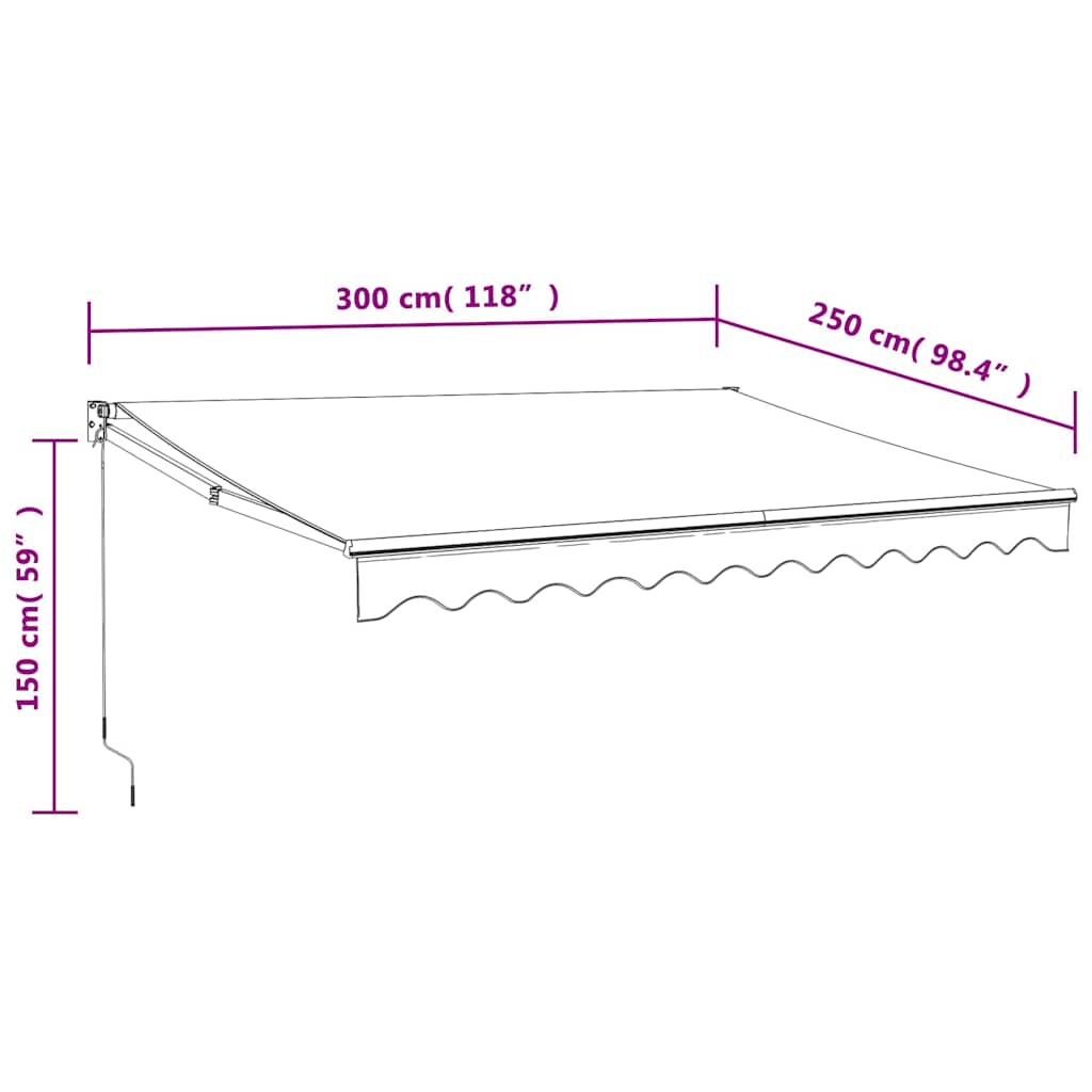 Retractable Cream Awning 3x2.5 M Fabric and Aluminum