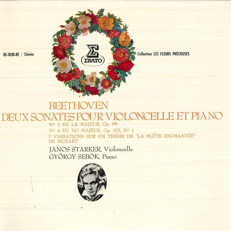 LP Record JANOS STARKER, GYORGY SEBOK - Beethoven: Cello Sonata No. 3, No.  RE1030RE ERATO 1971 Japan Obi Classical Used
