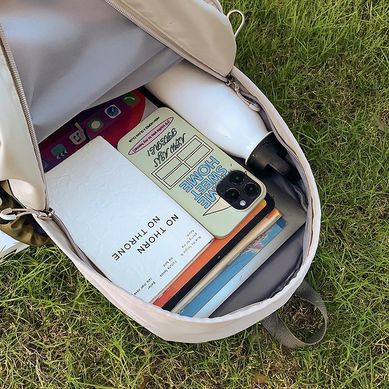 School bag new high-value fresh contrasting color splicing backpack couple light travel mountaineering spring outing backpack