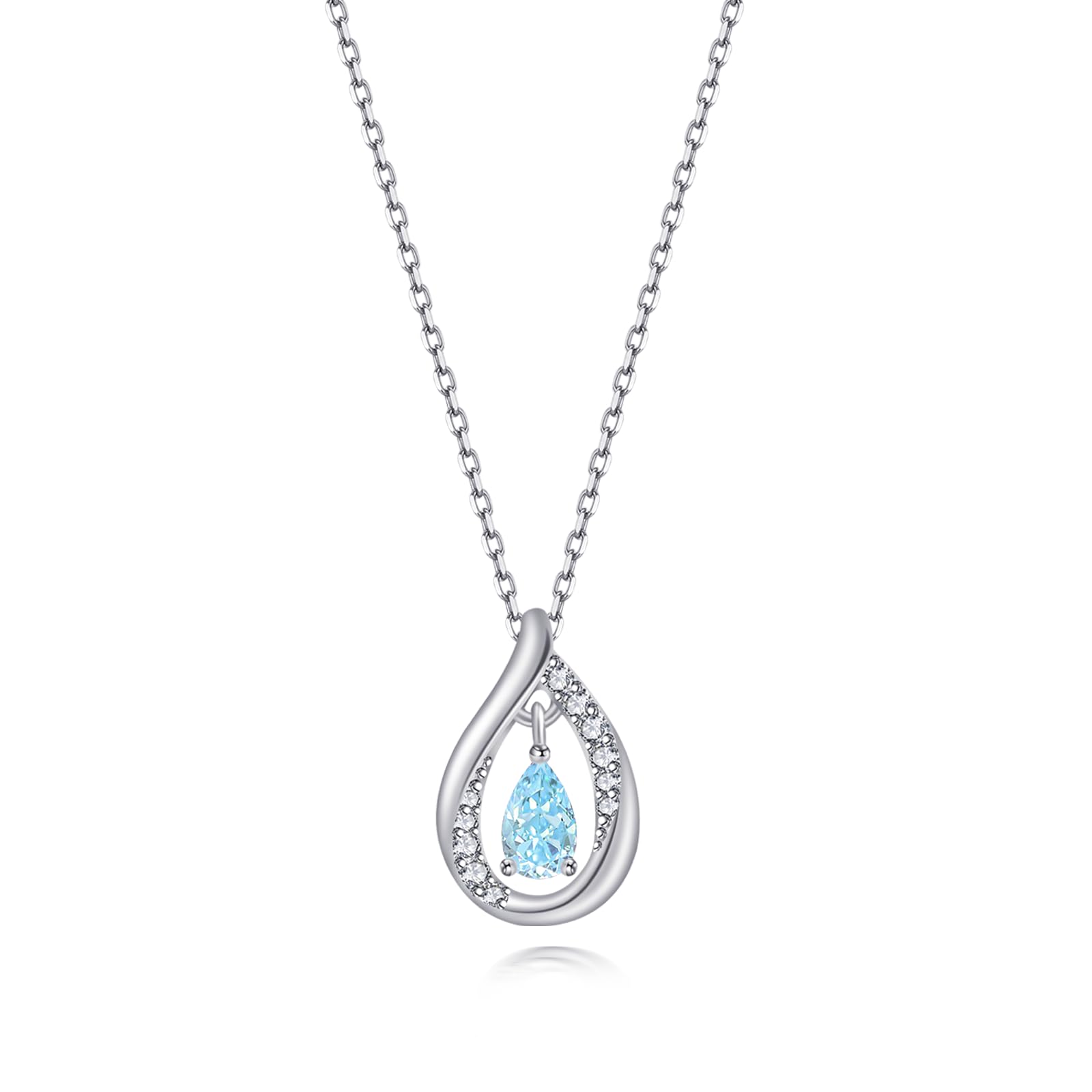 

Дневное колье-качели для марта Цирконий Серебро День рождения Популярное [Свободная птица] Подарок матери, Женщинам, Аквамарин, Камень месяца, Подвеска, Колье, 925,