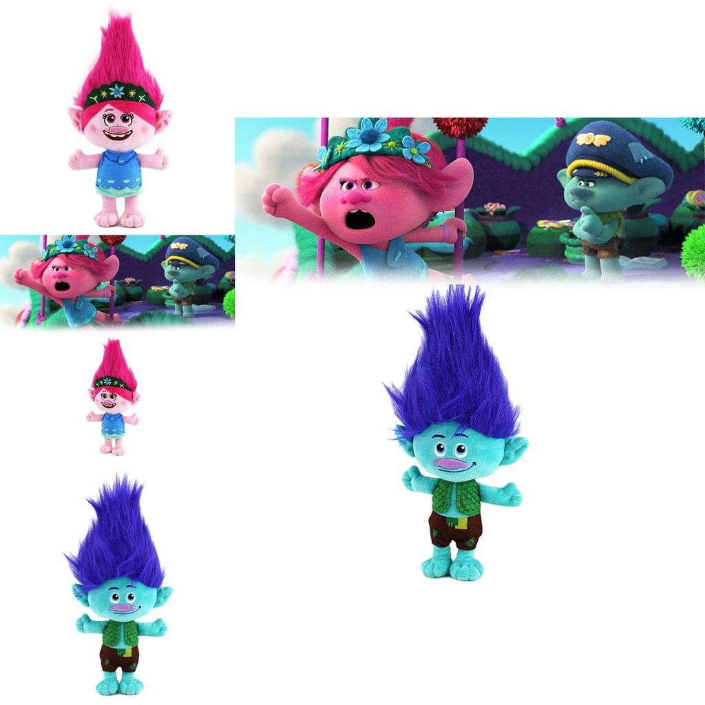 Trolls Band Together Plüschtier Entzückende Zeichentrickfigur 30 cm Höhe Junge mit blauem Haar und Mädchen mit rosa Haar Perfekt für Kinder im Alter von 7-14 Jahren