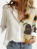 Fashion Stitching Retro Face Print Long Sleeve Blouse Women Lapel Button Casual Top Lady Shirts
