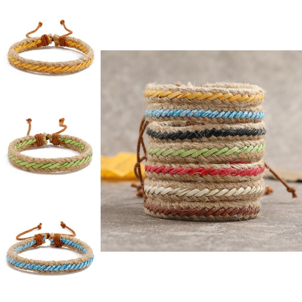 Vintage-inspired Leather Braided Bracelet Bohemian Ethnic Fashion Set Of 7