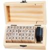 A96I-Alphabet Letter Number 36 Pcs Small Wooden Rubber Stamps In A Wooden Box For Card Making Multipurpose Wood Stamp