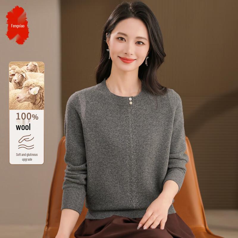 Women s Pure Wool Round Neck Pullover Sweater 4XL