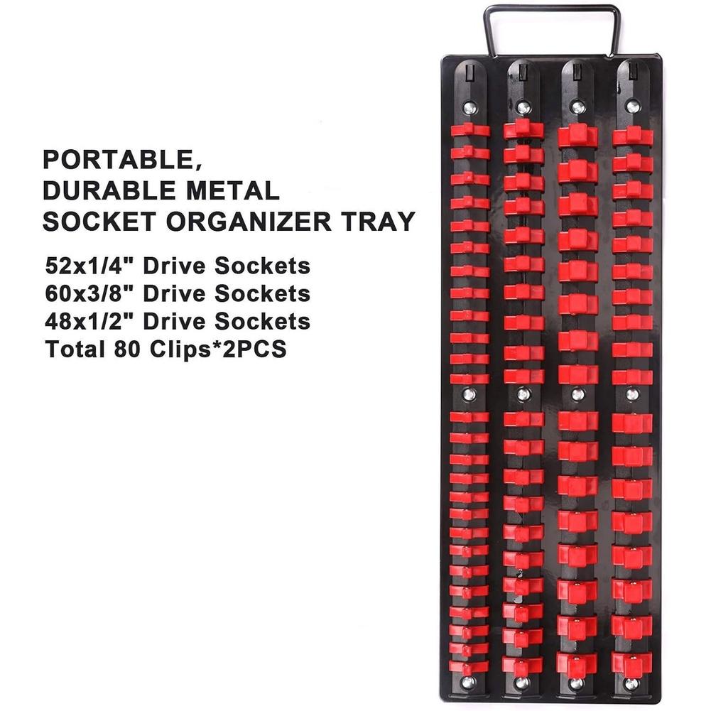

1pc 1/4 3/8 1/2 Drive Sockets Holder Socket Organizer Tray 4 Row Metal Holder For 1/4 3/8 1/2 Drive Sockets Sleeve Holder China Mainland