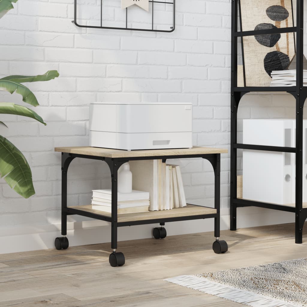 Printer Stand with 2 Shelves Sonoma Oak Finish 50 X 40 X 38 Cm