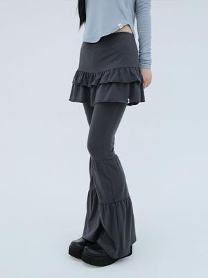 Eogeulliswedou Tiered Skirt Pants (Charcoal)