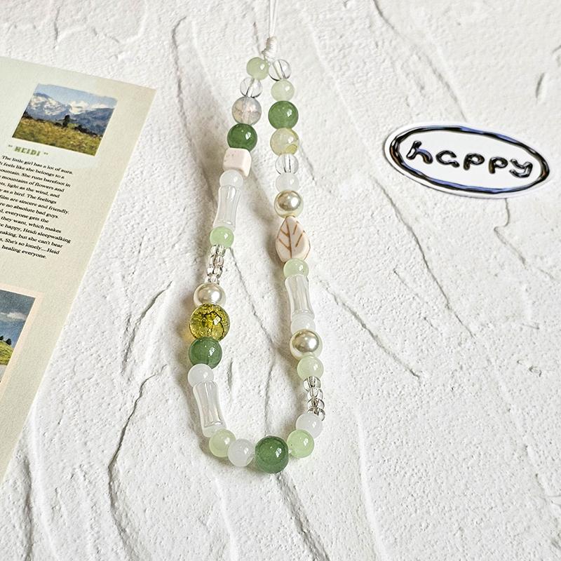 Kinesisk Stil Teal Grønn Telefon Lanyard Y2K Perlebesatt Mobiltelefonkjede Håndleddsstropp For Jenter Vintage Telefonanheng Nøkkelring