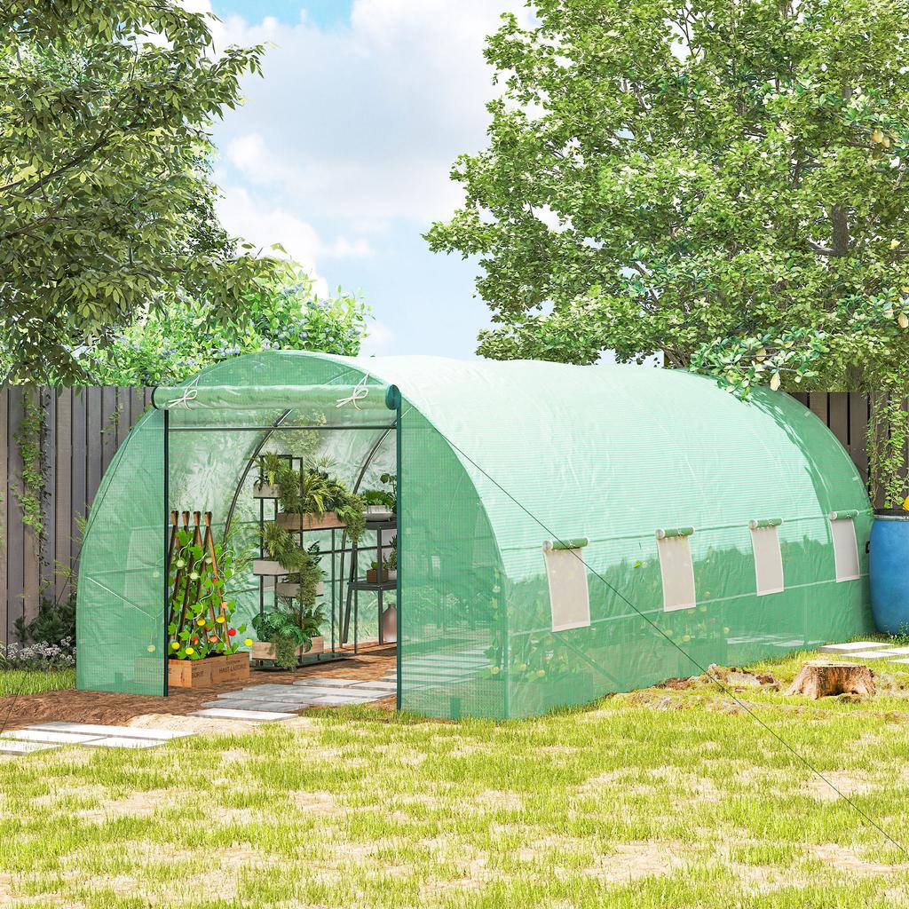 6 x 3 x 2m Walk-in Outdoor Garden Greenhouse Polytunnel with Door and Windows
