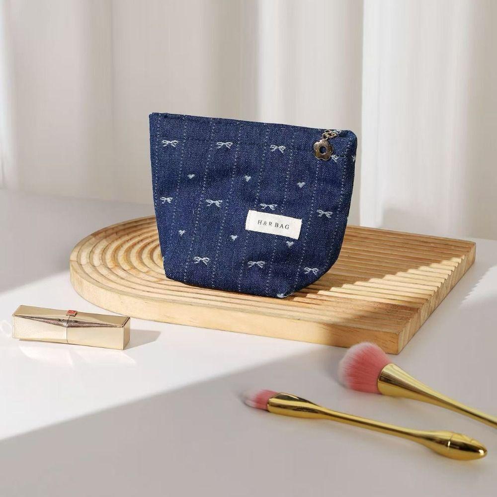 Delicate Canvas Makeup Bag Charming Vintage Travel Cosmetic Pouch Portable Pillow Shape Fabric Storage Organizer Travel