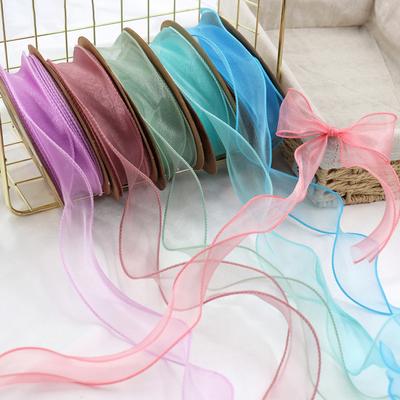 1 Roll Organza Ribbon Wavy Beautiful 2 Yard Multi-functional Transparent Chiffon Mesh Ribbon Holiday Supplies