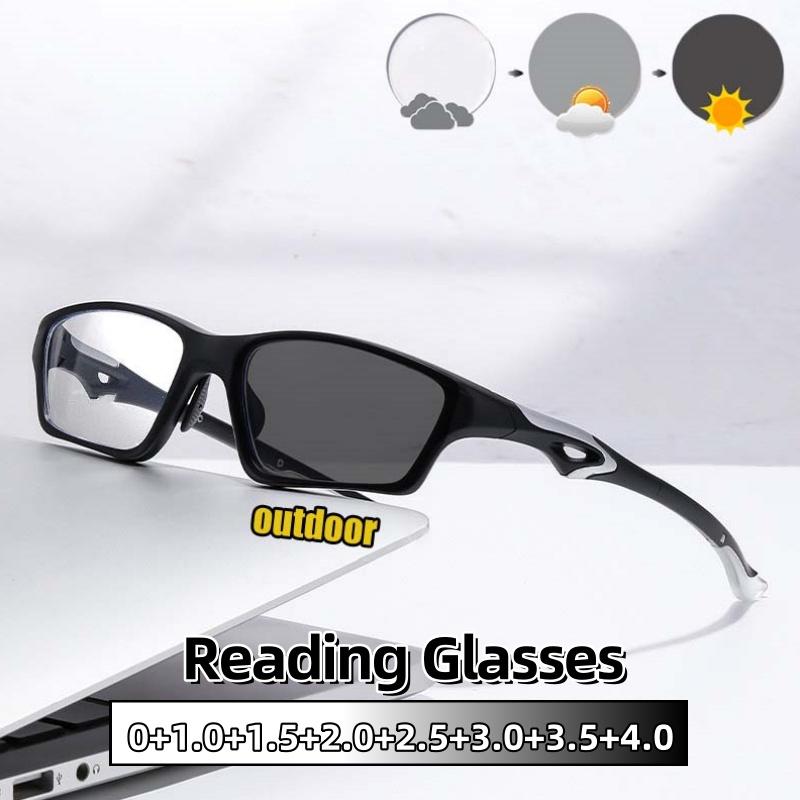 Photochromic Sports Anti-Slip Bifocal Reading Glasses Unisex Fashion Elegance Anti-Blue Light Presbyopia Eyeglasses 0 To +4.0