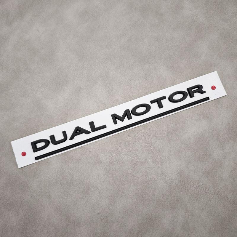 3D Letter Dual Motor Underlined Emblem Badge Car Rear Trunk Decal Sticker for Tesla Model 3 X Y S Decorative Auto Accessories