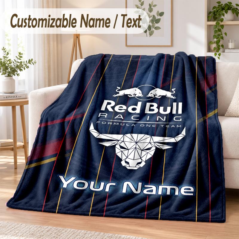 Personalisierte Flanelldecke mit Red Bull Racing Aufdruck Warme Gemütliche Decke für Zuhause Sofa Bettwäsche