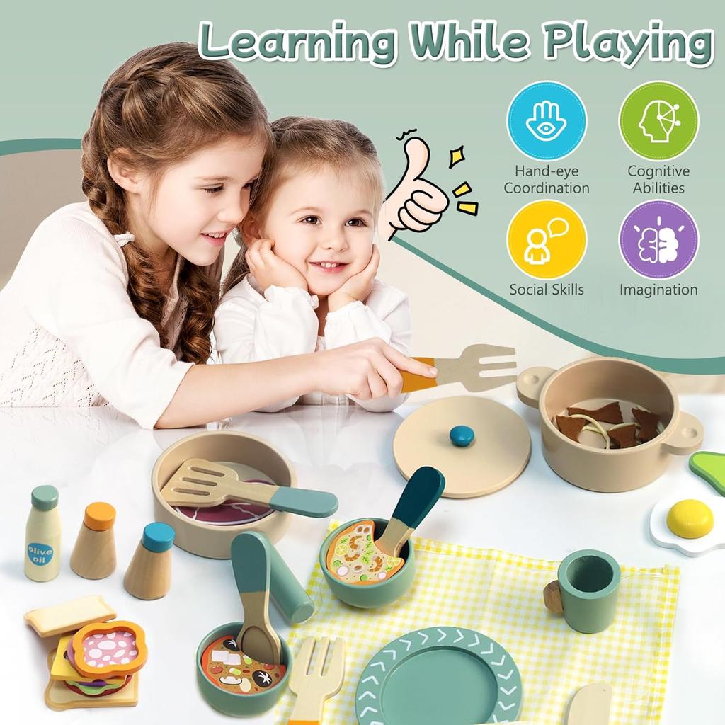 Wooden Kitchen Toys Pretend Play Set Cut Meat Vegetables Simulation Kitchen Playhouse Game Montessori Early Educational Toys