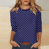 Women's O-neck 3/4 Sleeve Striped  Print Top