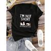 Im Not Short Im Penguin Size Letter & Animals Print T-Shir Crew Neck Short Sleeve T-Shirt Casual Every Day Tops Shirts For Women