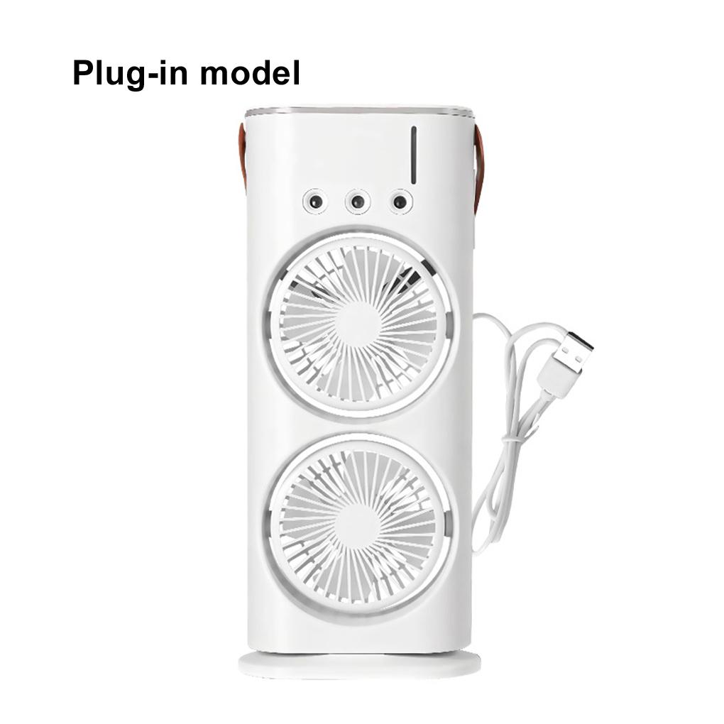 Double-Headed Spray Air Conditioner Fan 3 Speeds Rechargeable USB Desk Air Cooler Night Light Easy Cooling for Office Home